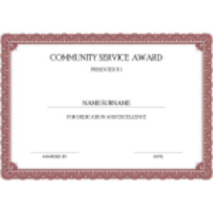 Community Service Award Certificate thumb